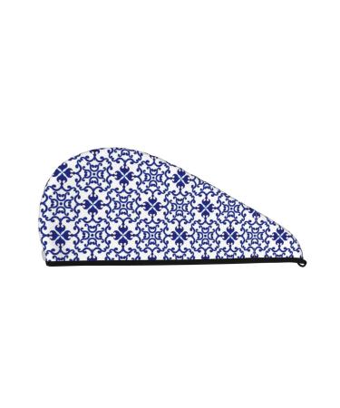Blue and White Porcelain Chinaware Microfiber Hair Towel Soft Super Absorbent Hair Towel Wrap for Women Coral Velvet Quick Dry Hair Cap for Long Curly and Thick Hair