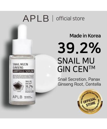 APLB Snail Mucin Ginseng Ampoule Serum | 39.2% Snail Extract | Korean Skincare for Wrinkle & Pore Care | Improve Skin Elasticity & Firmness - Buy Online on GoSupps.com