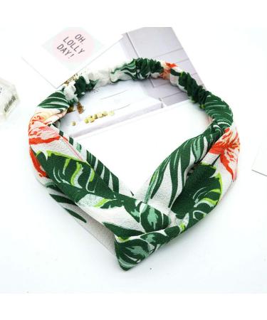 Aysekone 3 Pack Elastic Tropical Beach Wind Headbands - Green Banana Leaves Printed Cross Knot Hair Accessories for Women and Girls - Buy Online on GoSupps.com
