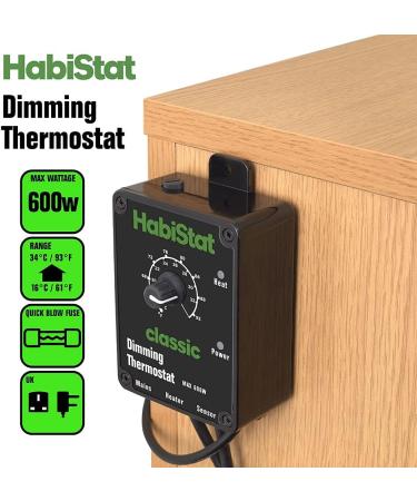 Habistat - Dimming Thermostat - Classic Range - Black - 600w - Designed Specifically For Controlling Light Bulbs & Heaters - Suitable For Reptiles - Accurate Temperature Control - Easy To Use - Buy Online on GoSupps.com