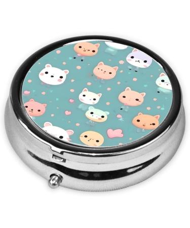 Cute Fox Round Pill Box - 3 Compartment Travel Organizer for Pills | Portable & Durable - Buy Online on GoSupps.com