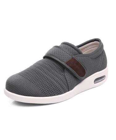 MisFun Mens Slippers Comfy Mesh Breathable Mens Diabetic Edema Shoes Lightweight Non-Slip for Diabetic Edema Bunions Arthritis Swollen Feet 8.5 Gray