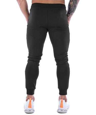 GANSANRO Men's Slim Fit Jogger Sweatpants with Zipper Pockets - Black Large - Buy Online on GoSupps.com