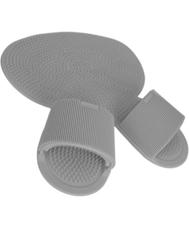Multifunctional Shower Foot Cleaner with Strong Suction Cups | Durable Flexible Silicone Foot Peeling Mat for Men (Gray) - Easy to Clean - Buy Online on GoSupps.com