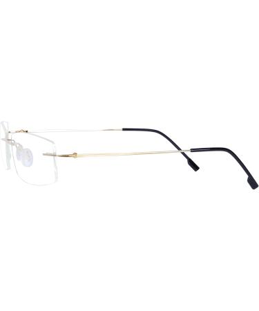 JoXiGo Rimless Reading Glasses for Men & Women - Ultralight Silver Frame + Gold Case - Ideal for 70-74 Years - Buy Online on GoSupps.com