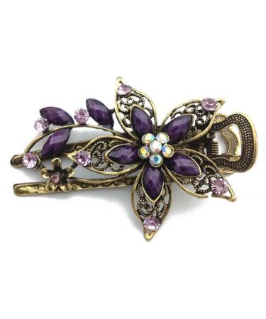 AnVei-Nao Womens Flower Crystal Hair Clips Barrettes Hair Accessories Purple