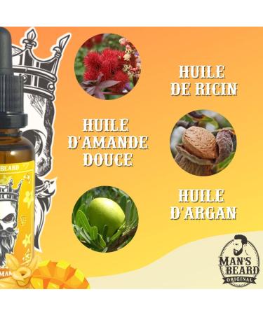 Man's Beard Men's Beard Oil-Mango Vanilla-Beard Care Argan Oil with Softening Effect Ingredients of Natural Origin 100% Made in France - Buy Online on GoSupps.com