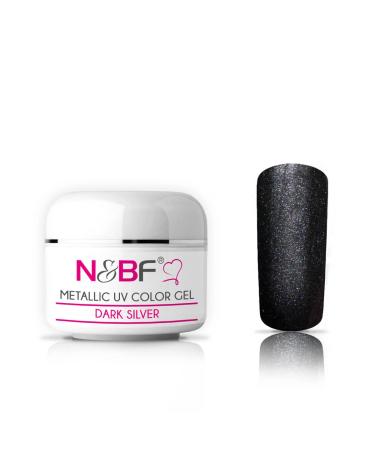 N&BF Metallic UV Gel 5ml |Dark Silver (silver) |Colorgel metallic |Metal effect gel medium viscos |Made in EU |Nagelgel metal look |Color gel without acidity + self -smoothing for nail art