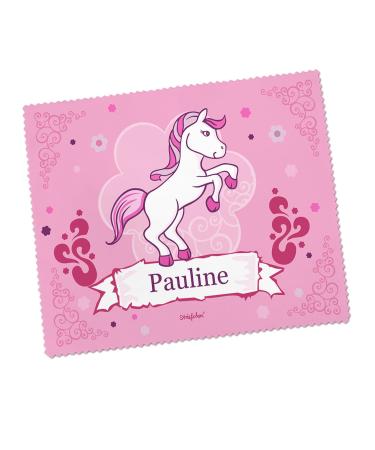 Striefchen glasses cleaning cloth for children with desired name - beautiful childlike motifs pink