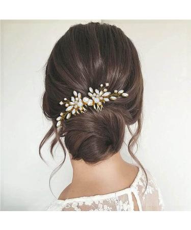 JONKY Bride Wedding Crystal Hair Comb Set - Rhinestone Bridal Hair Pieces for Women and Girls (Pack of 2, Gold) - Buy Online on GoSupps.com