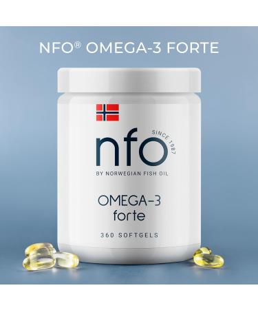 NFO Omega 3 Forte 360 Capsules Norwegian Fish Oil with high Concentration of EPA:DHA Formula with Vitamin E Natural Complex for Adults and Kids +3 Years Made in Norway from Freshly Caught Wild Fish 1 count (Pack of 360) - Buy Online on GoSupps.com
