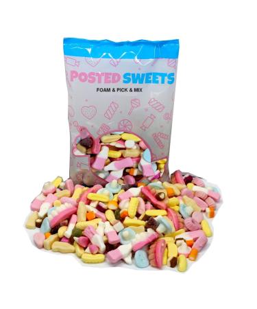 Posted Sweets 600g FOAM SWEET BAG OF PICK & MIX SWEETS - Large Classic Retro Soft & Chewy Candy Selection Pick n Mix - Gift Bag - Perfect Movie Night Hamper Treats for Kids Adults Birthday Gifts