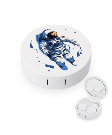 Outer Space Motivational Astronaut Contact Lens Travel Kit Portable Cute Contact Box with Mirror for Daily Outdoor