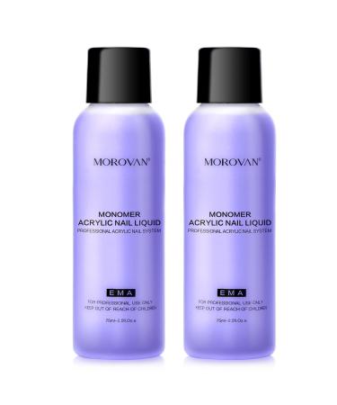 Morovan Monomer Acrylic Nail Liquid - Non-Yellow Nail Monomer Liquid 2PCS 2.5OZ for Acrylic Powder Medium Drying Time