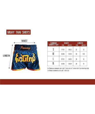 Paosing Muay Thai Logo Shorts - Blue/Orange (Medium-Large) | Official Muay Thai Apparel - Buy Online on GoSupps.com