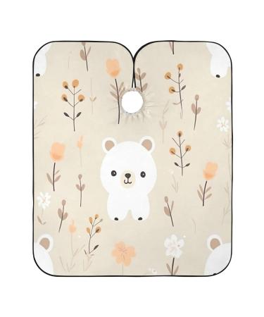 Kigai Cartoon Bear Barber Cape Professional Salon Hair Cutting Cape with Adjustable Snap Closure Waterproof Hairdressing Cape Haircut Cape for Men Women