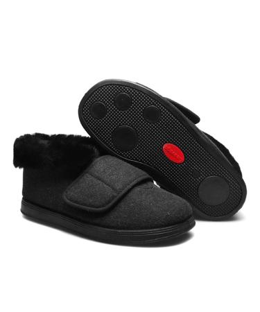 Yytcsjz Unisex Adjustable Extra Wide Diabetic Shoes Wide Width Outdoor Walking Sneakers Comfy Casual Slippers for Elderly Swollen Feet Arthritis (Color : Black Size : 11.5) 11.5 Black
