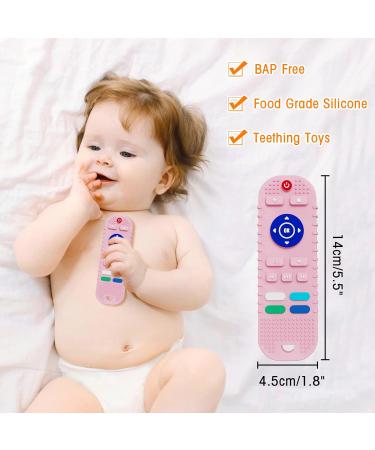 Winmany 2Pack Silicone Teething Toys for Babies - Remote Control Shape Molar Teether Chew Toy - BPA Free with Pacifier Clip - Blue+Pink 2 - Buy Online on GoSupps.com
