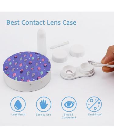 Cute Pink And Violet Round Case For Contact Lens Kit Storage Box with Mirror Printed - Buy Online on GoSupps.com