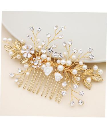 DOITOOL Hair Jewelry for Women Hair Accessories for Women Handmade Hair Combs Golden Hair Comb Tiara Crystal Headpiece Bridal Headwear Manual Headgear Rhinestone Bride - Buy Online on GoSupps.com