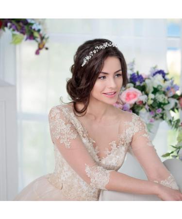 Flower Girl Headbands for Weddings Silver Flower Girl Accessories Pearl and Crystal Rhinestone Hair Vine for Wedding Birthday Gift and Holy Communication - Buy Online on GoSupps.com