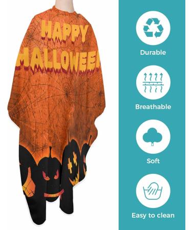 Halloween Barber Cape - Adjustable Salon Hair Cutting Cape for All Ages - Black & Orange Ghost Pumpkin Design - 55x63 Inch - Perfect Hairdressing Accessory - Buy Online on GoSupps.com