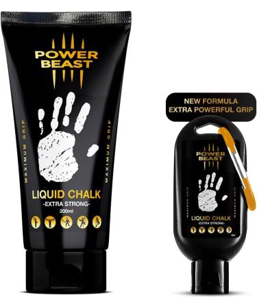 POWER BEAST Liquid Chalk, 2 Bottles Combo of 200 + 50 ML, Liquid Sports Chalk, Free Professional Hand Grip for Gym, Weightlifting, Rock Climbing, Gymnastics, Crossfit, Powerlifting, Pole Dance. - Buy Online on GoSupps.com