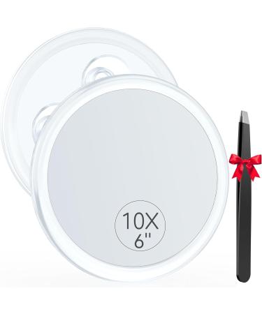 Auxmir Make Up Mirror with 10x Magnification Bathroom Makeup Mirror Round with 3 Suction Cups