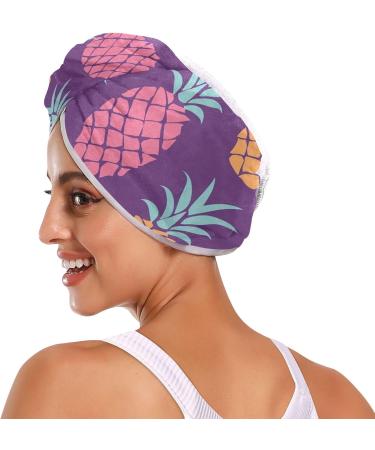 Super Absorbent Pineapple Silhouette Hair Towel 2 Pack - Quick Dry Hair Turbans for Women & Girls - Buy Online on GoSupps.com