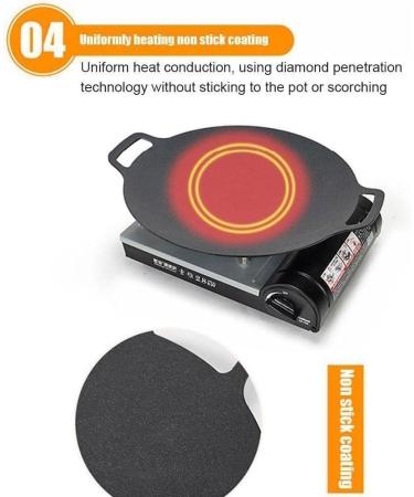 34cm Grill Pan Korean Round Non-Stick Barbecue Camping Pan Travel Outdoor Frying Barbecue Accessories L5I5 BBQ - Buy Online on GoSupps.com