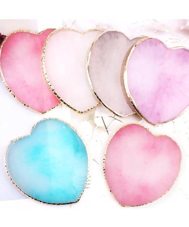 Tinsow 4 Pcs Resin Stone Nail Art Palette | Golden Edge Pigment Mixing Plate | Manicure Nail DIY Tool - Heart Design - Buy Online on GoSupps.com
