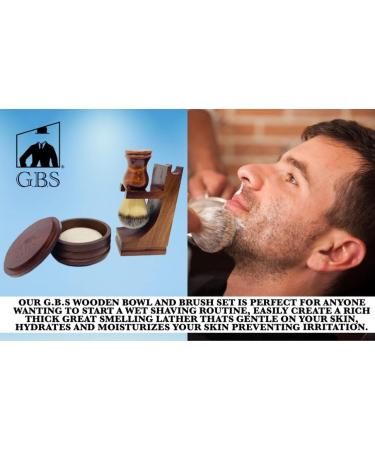 G.B.S Men's Classic Wooden Shaving Set | Brush & Stand | 3.5" Soap Bowl | International Shipping - Buy Online on GoSupps.com