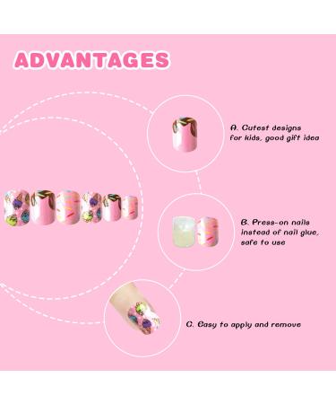 24 Pieces Artificial Fingernails for Kids - Easy Stick-On False Nails | International Shipping Available - Buy Online on GoSupps.com