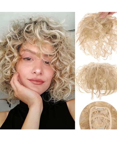 Human Hair Topper Curly Wavy Toupee Clip in Hair Extensions Hairpieces Hair Replacement with Bangs for Women - Buy Online on GoSupps.com