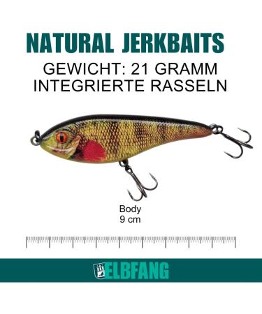 Elbfang Wobbler Jerkbait Set - 5 Artificial Fishing Lures for Pike & Zander | 90mm 21g - Buy Online on GoSupps.com