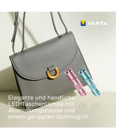 Varta LED Flashlight with AA Battery - Turquoise Pocket Lamp Aluminum Housing Easy Grip Perfect for Dark Environments - Buy Online on GoSupps.com