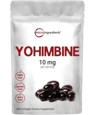 Double Strength Yohimbine Supplements for Men and Women, 10mg Per Serving, 300 Softgels, with Virgin Sunflower Seed Oil for Better Absorption, Supports Energy Production, African Raw