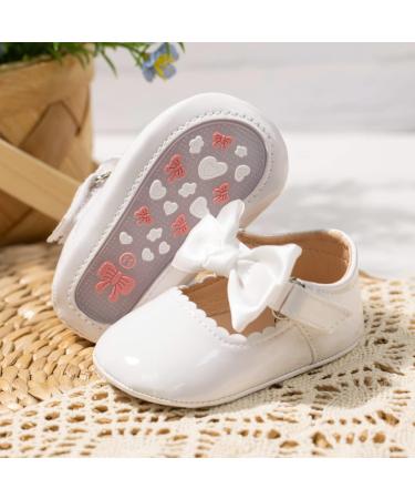 CENCIRILY Baby Girl Mary Jane Shoes | Anti-Slip Soft Sole Princess Flats for Wedding Dress | 12-18 Months, White - Buy Online on GoSupps.com