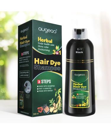 Natural Herbal Permanent Hair Coloring Shampoo - 3 in 1 for Men & Women | 100% Gray Coverage in Minutes | Chestnut Brown (500mL - Buy Online on GoSupps.com