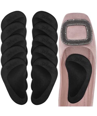 Dr. Foot Plantar Fasciitis Arch Support Shoe Insoles 5 Pairs Thicken Gel Arch Pads for Flat Feet - Self-Adhesive Arch Cushions Inserts for Men and Women (Black 5 Pairs)