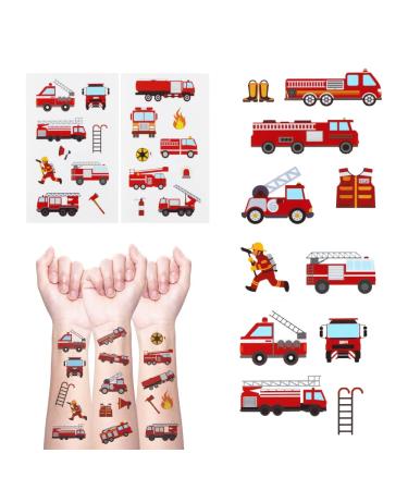 Fire Truck Temporary Tattoos - 24 Sheets | Firefighter Party Favors & Birthday Decorations - Buy Online on GoSupps.com