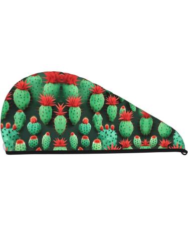 Many Small Cactus Art Coral Velvet Dry Hair Cap | Ideal for Home Travel Pool Parties & More - Buy Online on GoSupps.com
