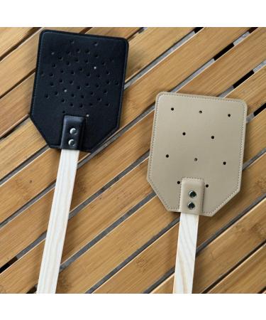 TAMOSH Yellow Wooden Stick Handle Mosquito Swatter Manual Fly Swatter PU Leather Mosquito Swatter - Buy Online on GoSupps.com
