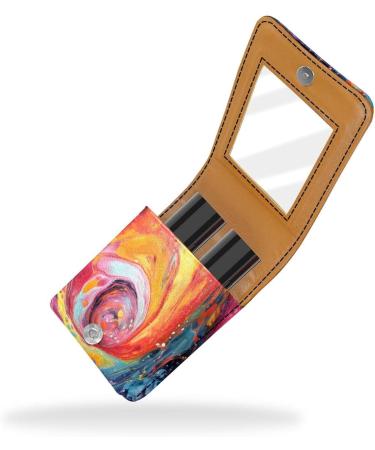 Travel Lipstick Organizer Case - Portable Makeup Bag with Mirror | Abstract Watercolor Design | Shop Now - Buy Online on GoSupps.com