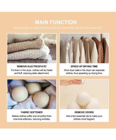 Extra Large Wool Dryer Balls - Set of 6 | Natural Fabric Softener Chemical Free Scented & Reusable - Buy Online on GoSupps.com