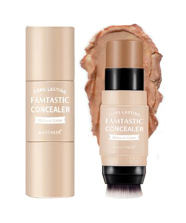 Upgrade Contour Stick Concealer Highlighter Stick with Brush Blends Easily Waterproof and Longlasting Foundation Bronzer Stick Professional Face Body Creamy Contour Makeup(4#Contour)