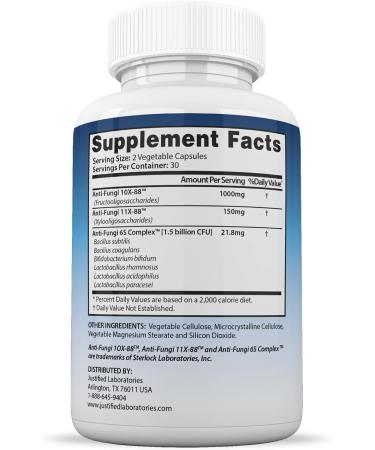 Justified Laboratories Fungus Defend Pills - Strong & Healthy Natural Clear Nails - 60 Capsules, 1.5 Billion CFU Probiotic - Buy Online on GoSupps.com
