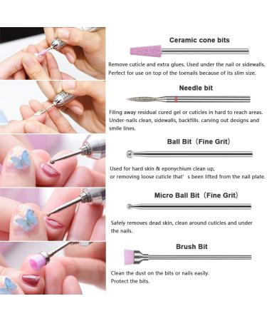 Fiezkaa 10Pcs Ceramic Nail Drill Bits Set - Professional Efile Bits for Acrylic Gel Nails - Cuticle Remover Diamond Bits for Manicure Pedicure - Buy Online on GoSupps.com