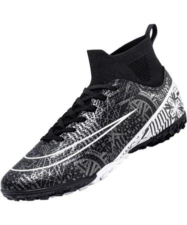 Vtasq soccer shoes men high top professional football shoes outdoor training shoes youthful athletics sport football game training sports shoes 46 EU black