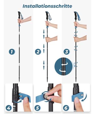 Glymnis 7075 Aluminum Hiking Sticks | Ultra-Light Foldable Trekking Poles for Men & Women | Adjustable 110-130cm with Rotary Lock & Rubber Buffers - Black - Buy Online on GoSupps.com